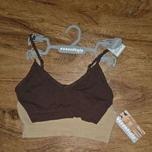 Rene Rofe Brown and Tan Seamless Wireless Bras Size Medium